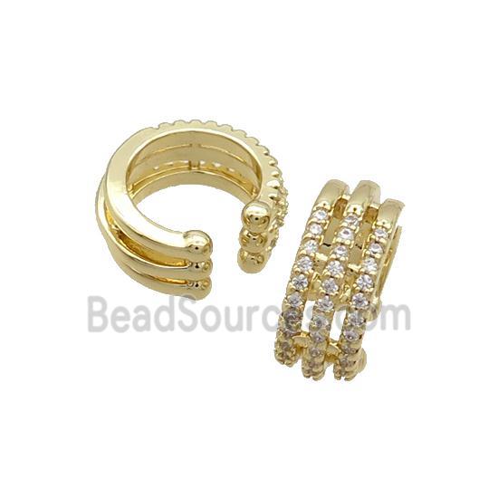 Copper Clip Earring Pave Zircon Gold Plated