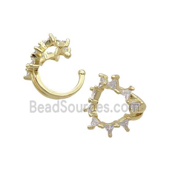 Copper Clip Earring Pave Zircon Gold Plated