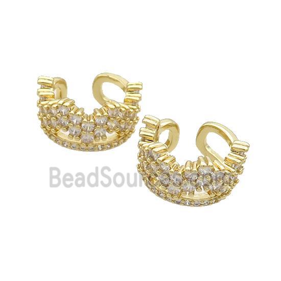 Copper Clip Earring Pave Zircon Gold Plated