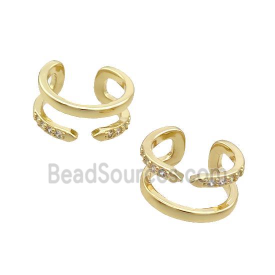 Copper Clip Earring Pave Zircon Gold Plated