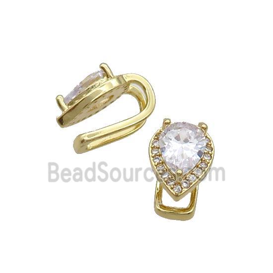 Copper Clip Earring Pave Zircon Gold Plated