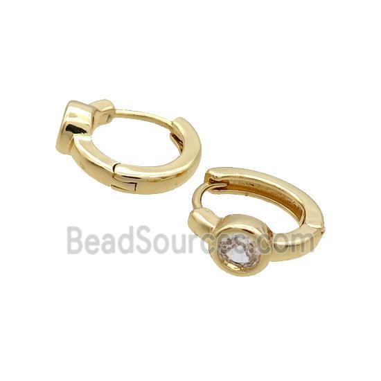 Copper Hoop Earring Pave Zircon Gold Plated