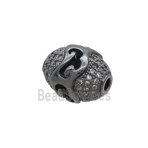 Copper Rice Beads Pave Zircon Black Plated