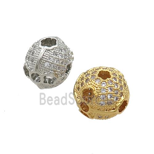 Copper Round Beads Pave Zircon Mixed