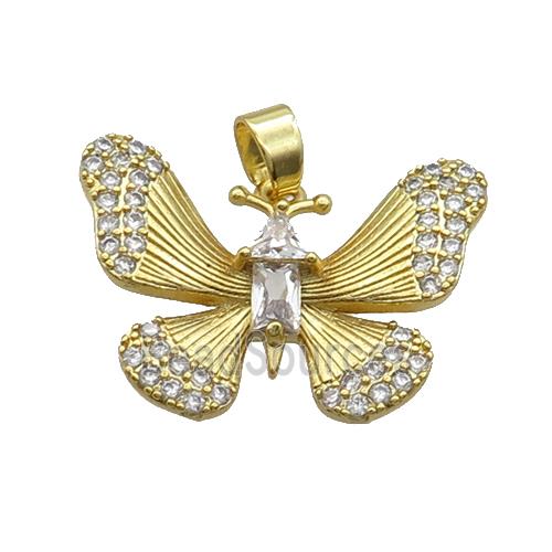 Copper Butterfly Pendant Pave Zircon Gold Plated