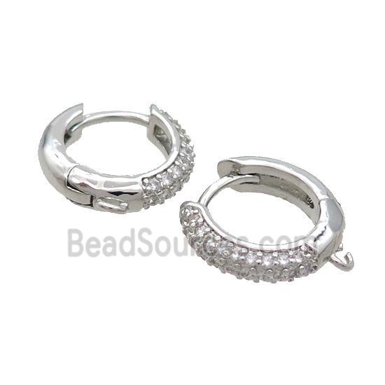 Copper Hoop Earring Pave Zircon Platinum Plated