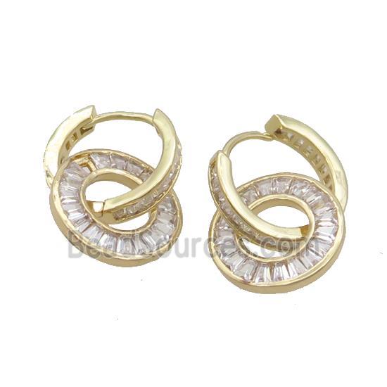 Copper Hoop Earring Pave Zircon Gold Plated