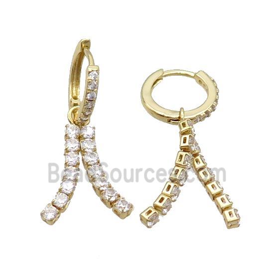 Copper Hoop Earring Pave Crystal Glass Gold Plated