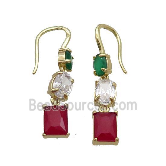 Copper Hook Earring Pave Crystal Gold Plated