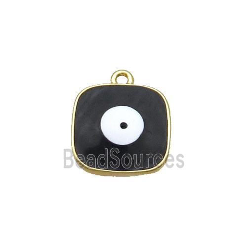 Copper Square Pendant Black Enamel Evil Eye Gold Plated