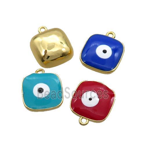 Copper Square Pendant Enamel Evil Eye Gold Plated Mixed