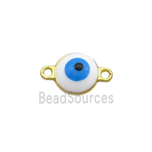 Copper Evil Eye Connector White Enamel Gold Plated