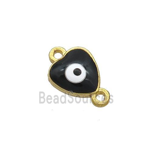 Copper Heart Evil Eye Connector Black Enamel Gold Plated