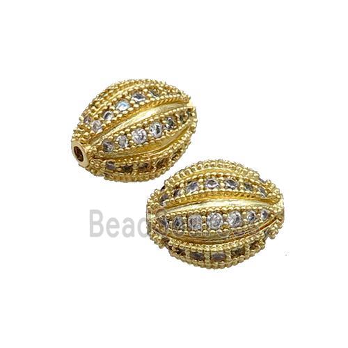 Copper Rice Beads Pave Zircon Gold Plated