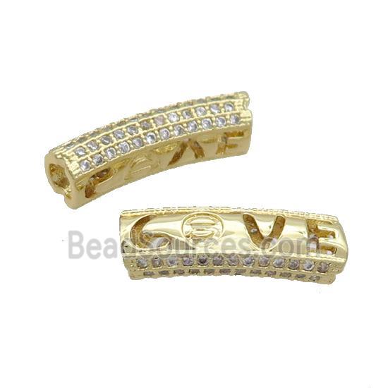 Copper Tube Beads Pave Zircon Gold Plated