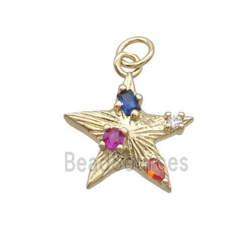 Copper Star Pendant Pave Zircon Gold Plated