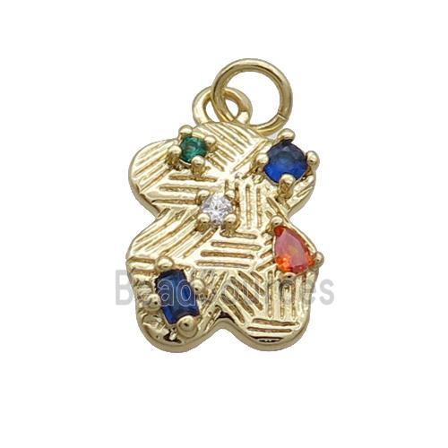 Copper Bear Pendant Pave Zircon Gold Plated