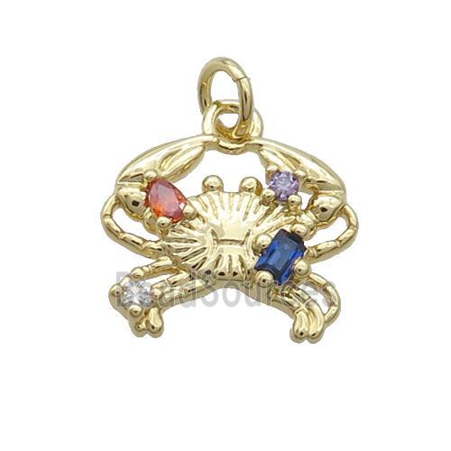 Copper Crab Pendant Pave Zircon Gold Plated