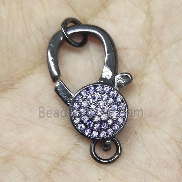 Copper Lobster Clasp Pave Purple Zircon Black Plated