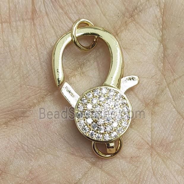 Copper Lobster Clasp Pave Zircon Gold Plated