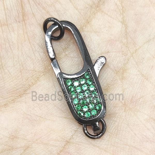 Copper Lobster Clasp Pave Green Zircon Black Plated