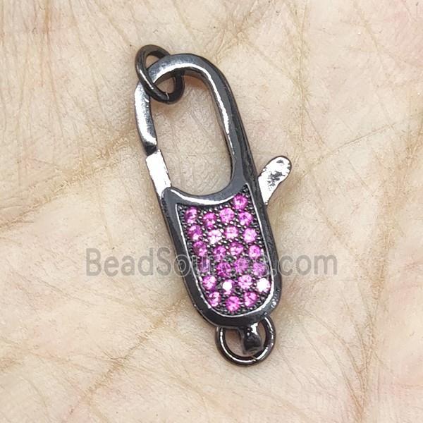 Copper Lobster Clasp Pave Hotpink Zircon Black Plated