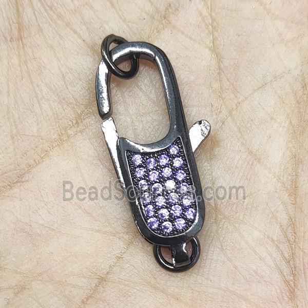 Copper Lobster Clasp Pave Purple Zircon Black Plated