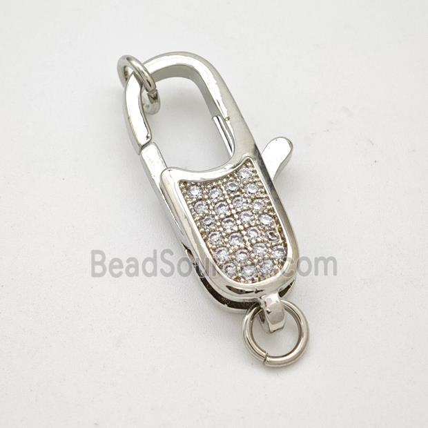 Copper Lobster Clasp Pave Zircon Platinum Plated