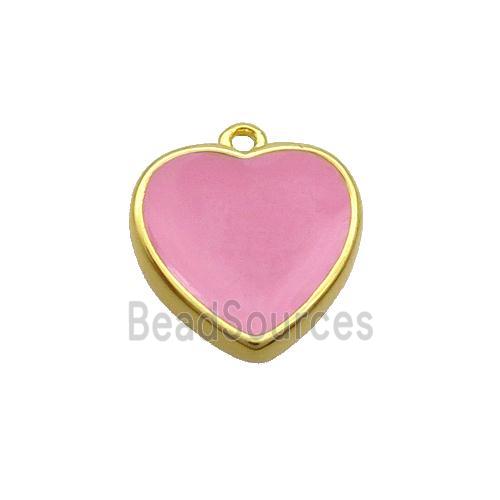 Copper Heart Pendant Pink Enamel Gold Plated