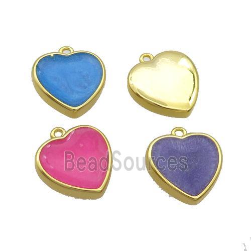 Copper Heart Pendant Enamel Gold Plated Mixed