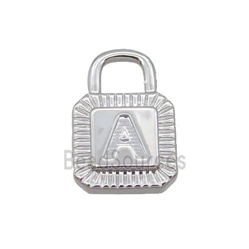 Copper Lock Pendant A-Letter Platinum Plated