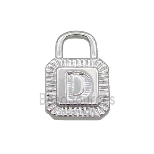 Copper Lock Pendant D-Letter Platinum Plated