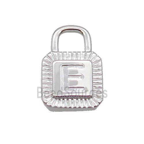 Copper Lock Pendant E-Letter Platinum Plated