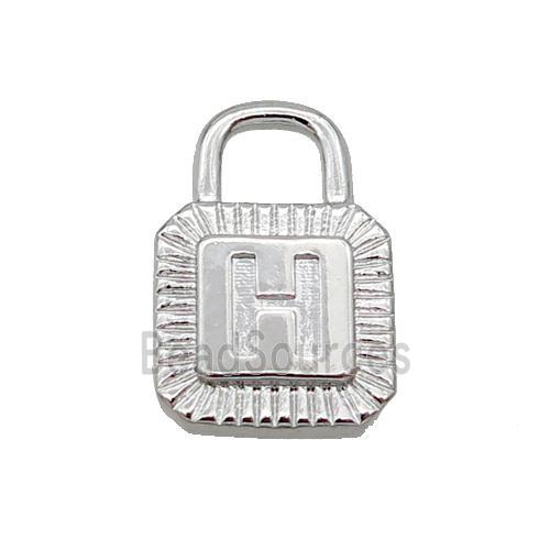 Copper Lock Pendant H-Letter Platinum Plated