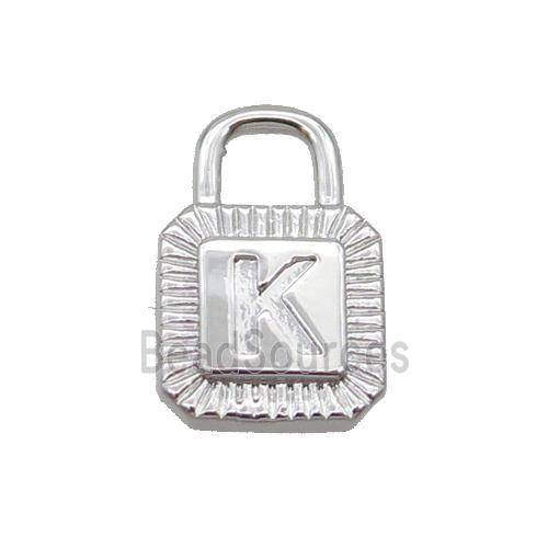 Copper Lock Pendant K-Letter Platinum Plated