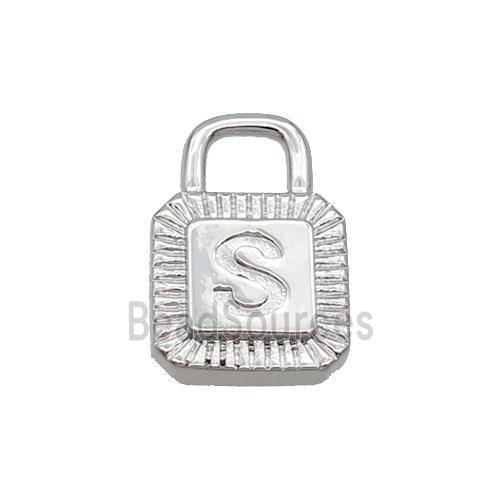 Copper Lock Pendant S-Letter Platinum Plated