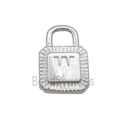 Copper Lock Pendant W-Letter Platinum Plated