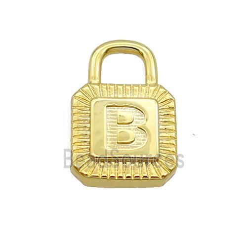 Copper Lock Pendant B-Letter Gold Plated