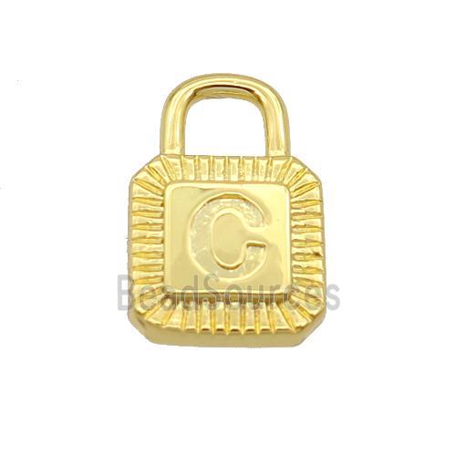 Copper Lock Pendant C-Letter Gold Plated