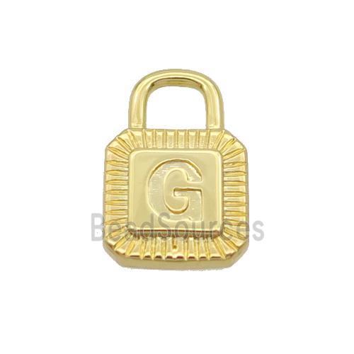 Copper Lock Pendant G-Letter Gold Plated