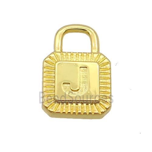 Copper Lock Pendant J-Letter Gold Plated