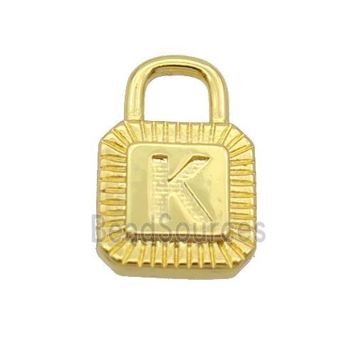 Copper Lock Pendant K-Letter Gold Plated