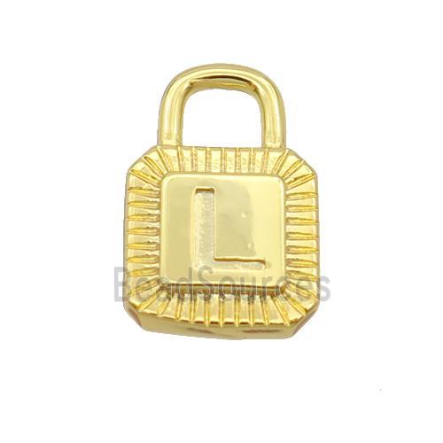 Copper Lock Pendant L-Letter Gold Plated