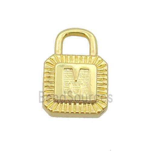 Copper Lock Pendant M-Letter Gold Plated