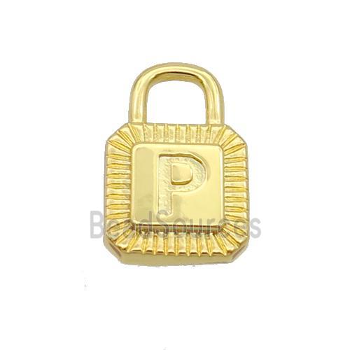 Copper Lock Pendant P-Letter Gold Plated