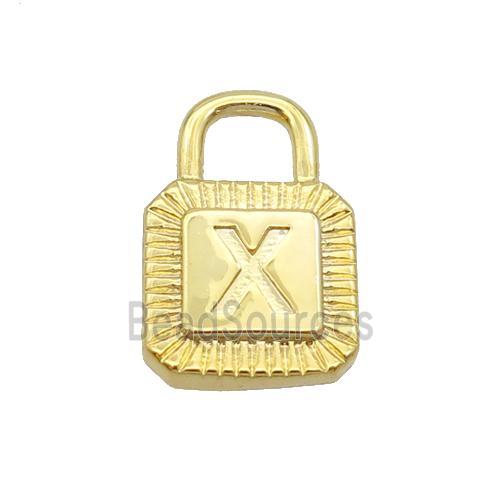 Copper Lock Pendant X-Letter Gold Plated