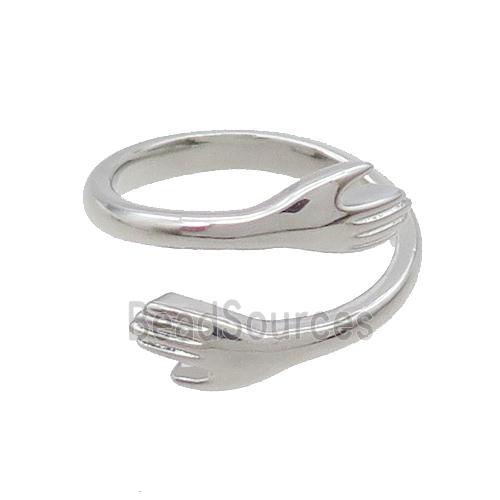 Copper Ring Love Embrace Adjustable Platinum Plated