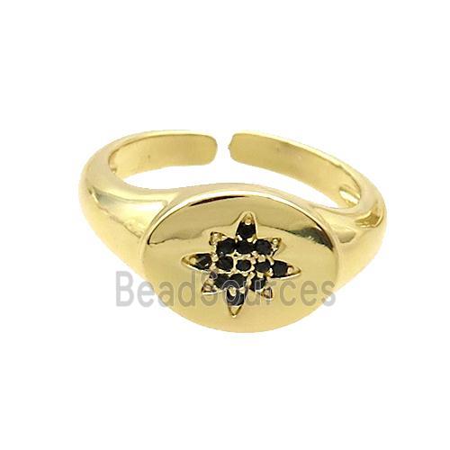 Copper Ring Pave Zircon NorthStar Gold Plated