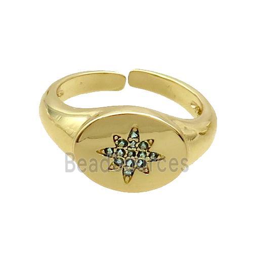 Copper Ring Pave Zircon NorthStar Gold Plated