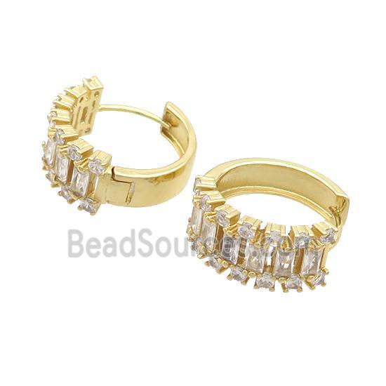 Copper Hook Earring Pave Zircon Gold Plated